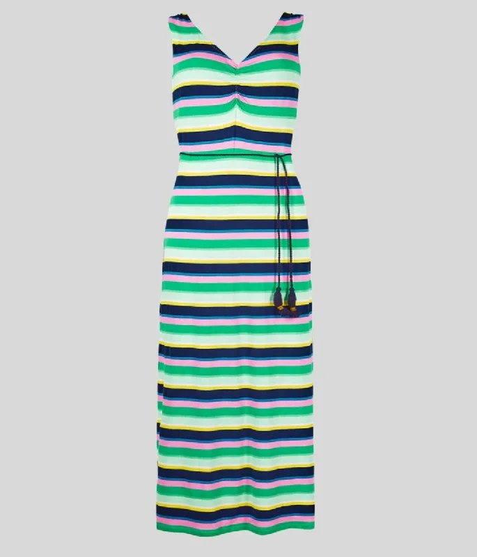 Striped Ruched Maxi Dress