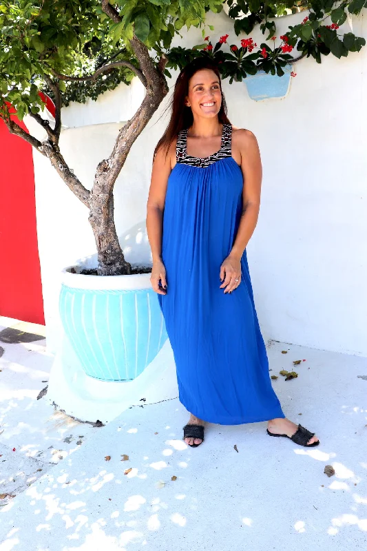 T Bar Maxi Dress In Bright Blue