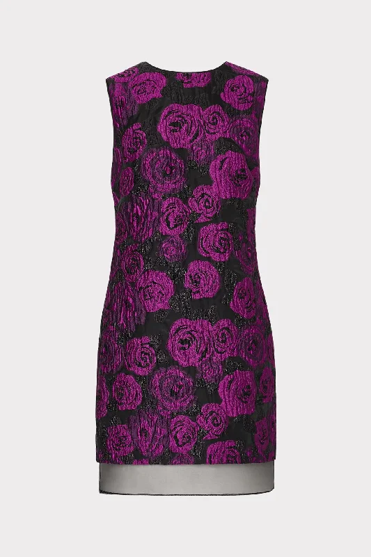 Ilectra Rose Jacquard Shift Mini Dress