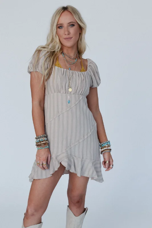 Tranquil Lotus Mini Dress - Sand