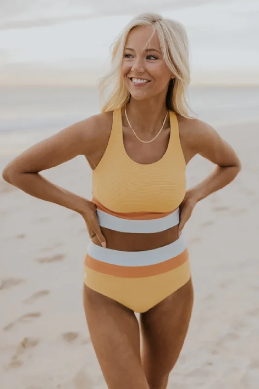 Textured Malibu Cut Back Crop Bikini Set