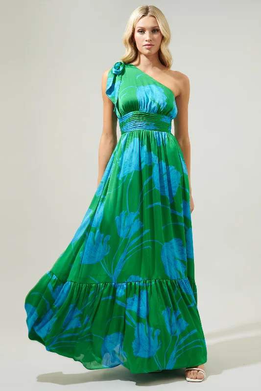 Seamoss Floral Bayou One Shoulder Maxi Dress