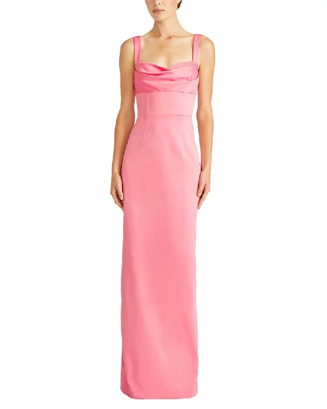 ML Monique Lhuillier Marina Faille Maxi Dress