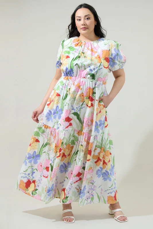 Juliet Floral Garden Becca Tiered Maxi Dress Curve