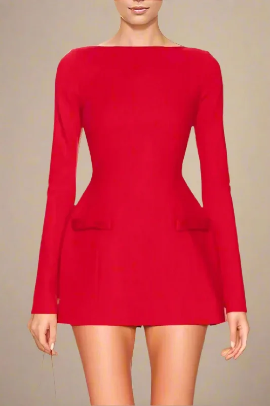 Zena Long Sleeve Bodycon Mini Dress - Lipstick Red