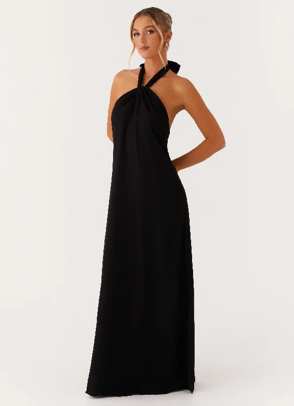 Golden Child Linen Maxi Dress - Black