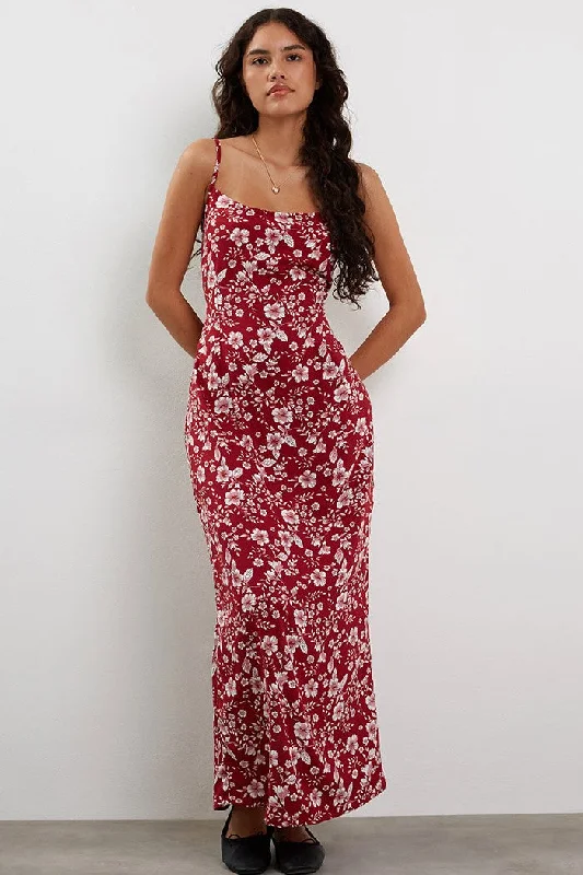 Motel Rocks Maisara Maxi Dress in Berry Blush Floral