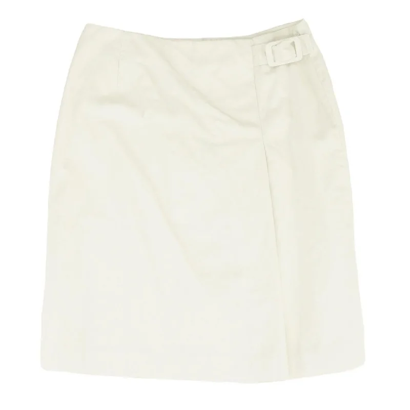 Beige Solid Midi Skirt