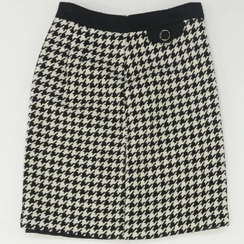 Black Houndstooth Midi Skirt