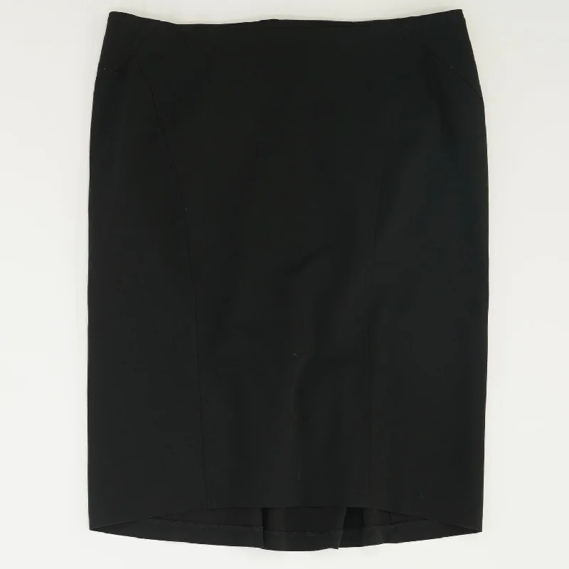 Black Solid Midi Skirt