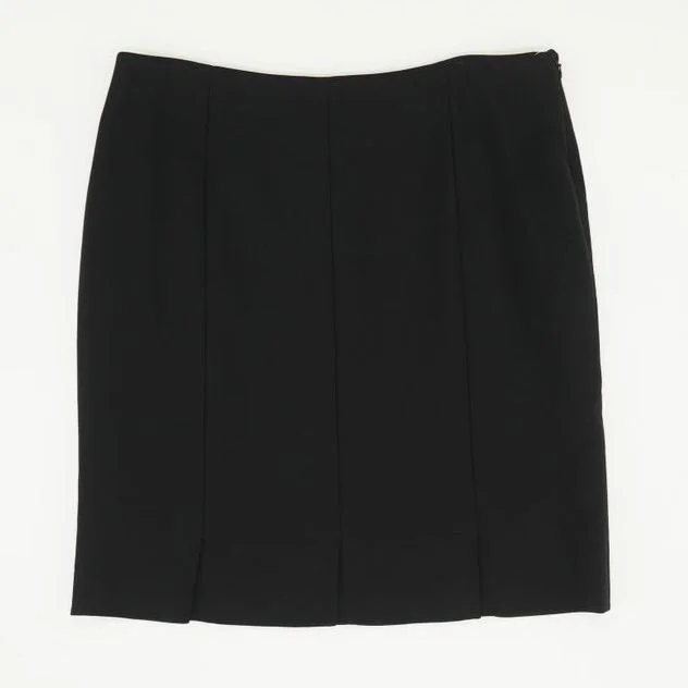 Black Solid Midi Skirt