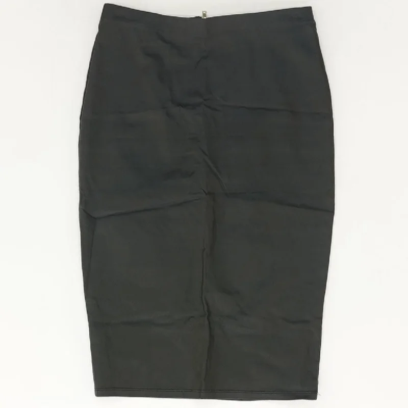 Black Solid Midi Skirt