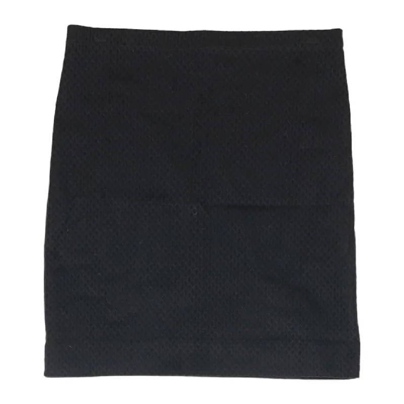 Black Solid Midi Skirt