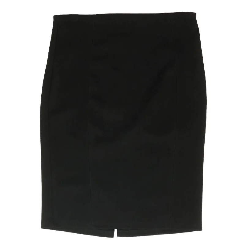 Black Solid Midi Skirt