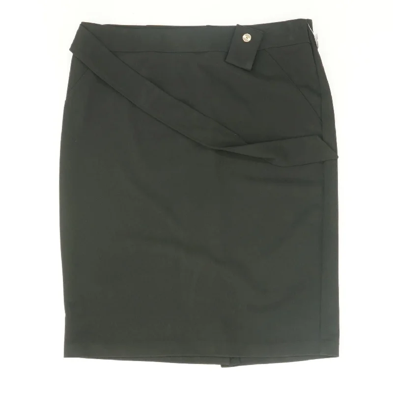 Black Solid Midi Skirt