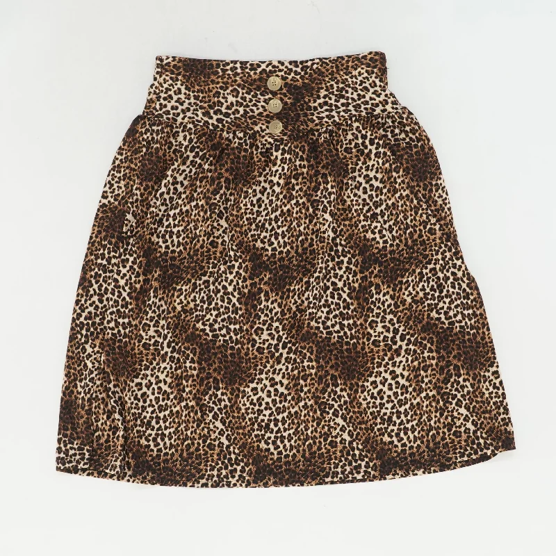 Brown Animal Print Midi Skirt