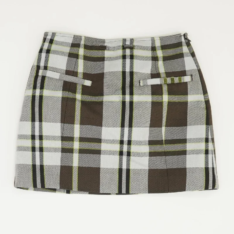 Brown Plaid Mini Skirt