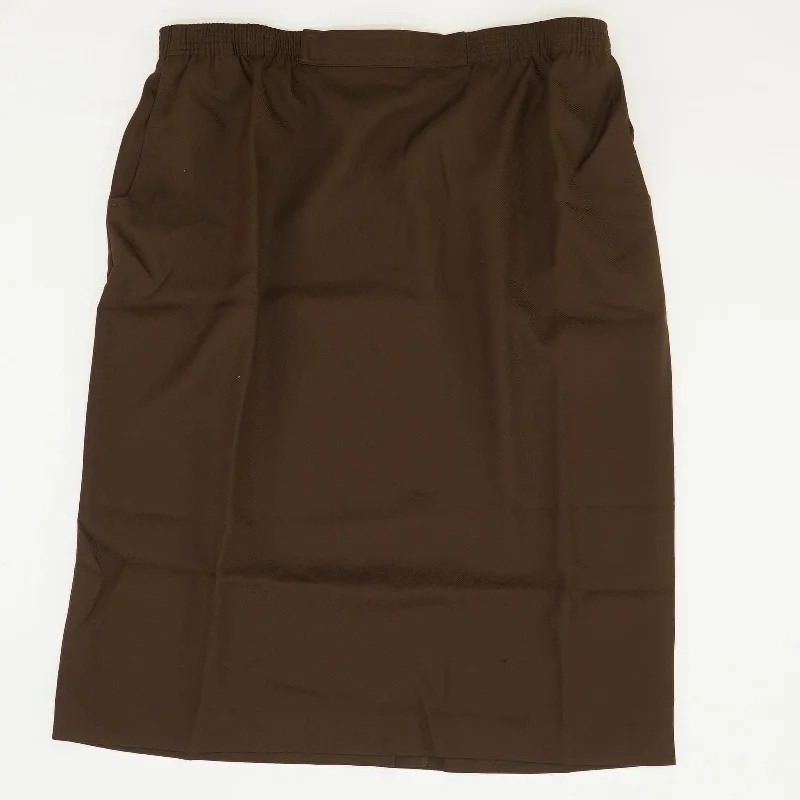 Brown Solid Midi Skirt