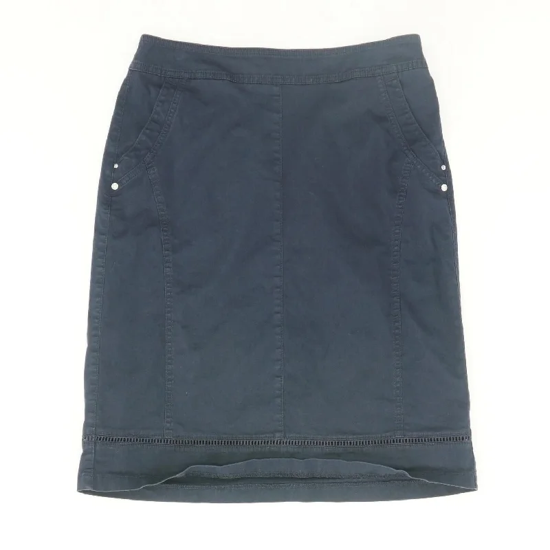 Navy Solid Midi Skirt