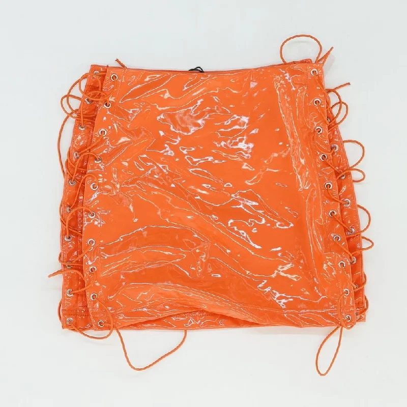 Neon Orange Solid Mini Skirt