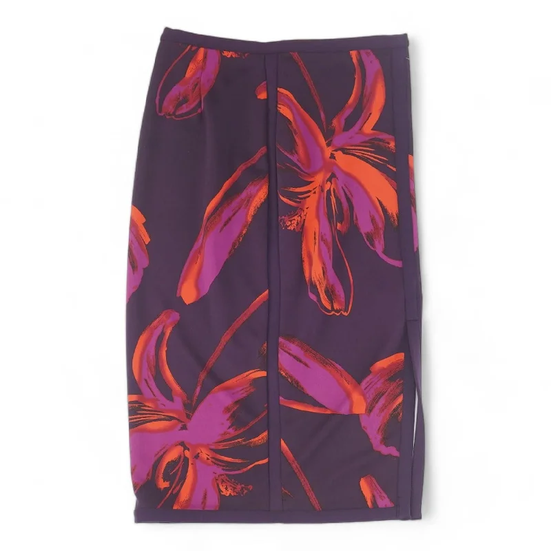 Purple Floral Midi Skirt