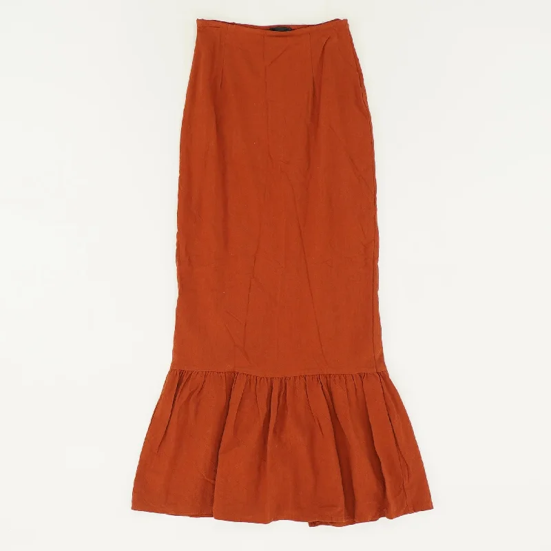 Rust Solid Midi Skirt