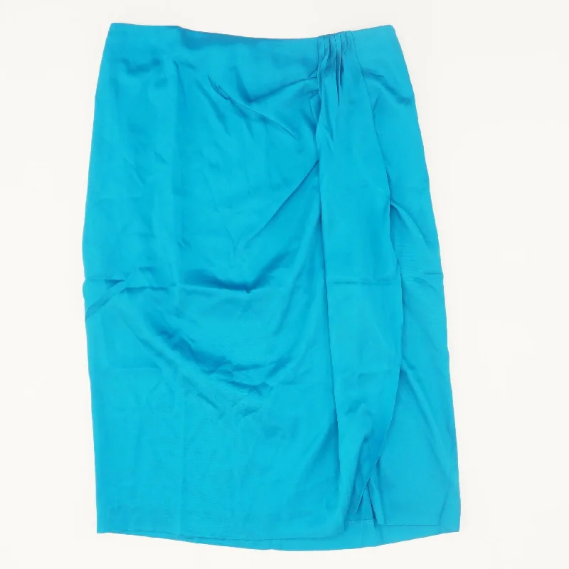 Turquoise Solid Midi Skirt