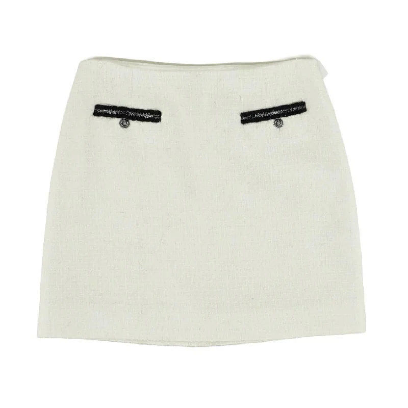 White Solid Mini Skirt