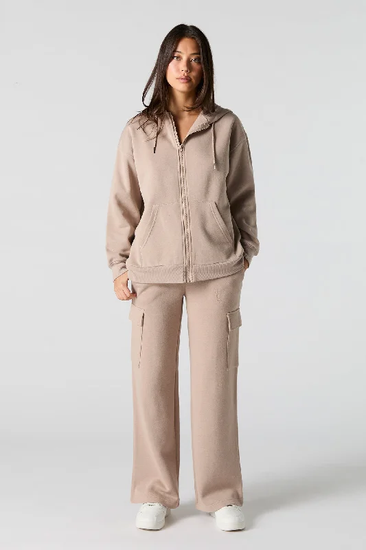 Fleece Wide Leg Cargo Sweatpant