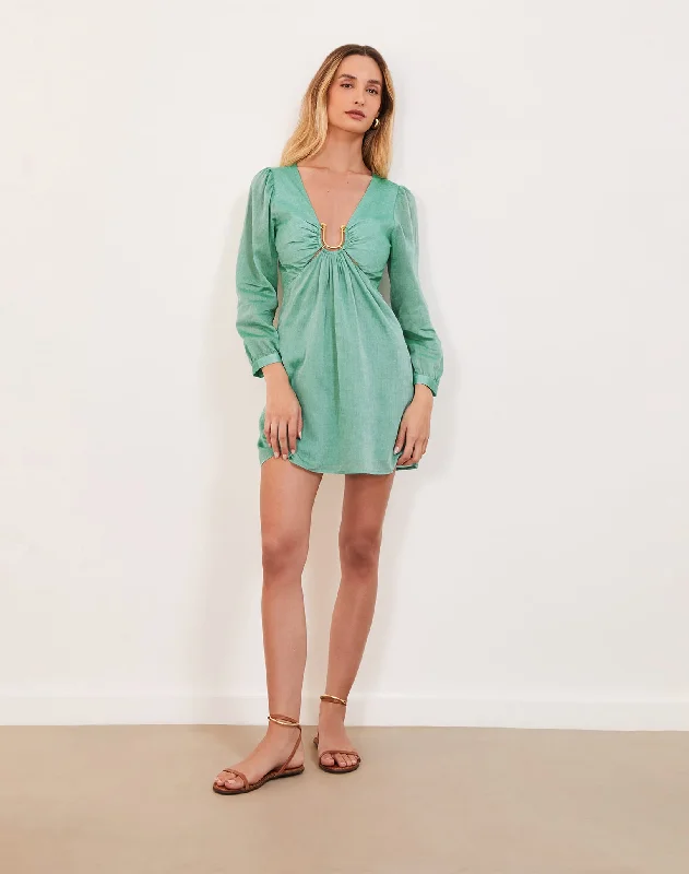 Amelia Detail Short Dress (exchange only) - Seagreen