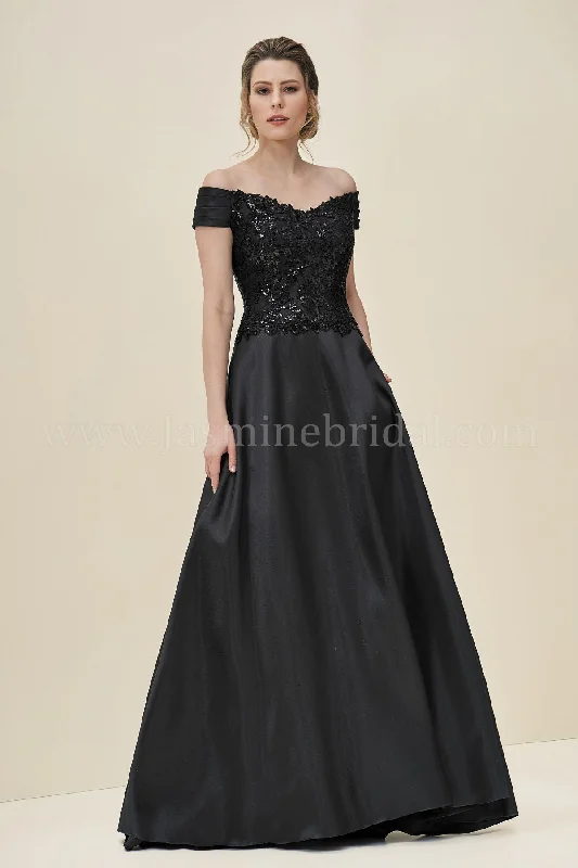 Jade Couture J195065 Audrey Sequins Lace Mikado Gown