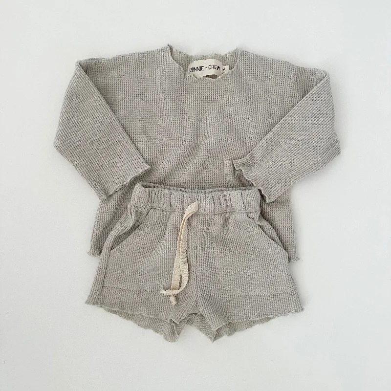 Skylar Waffle Set in Light Grey