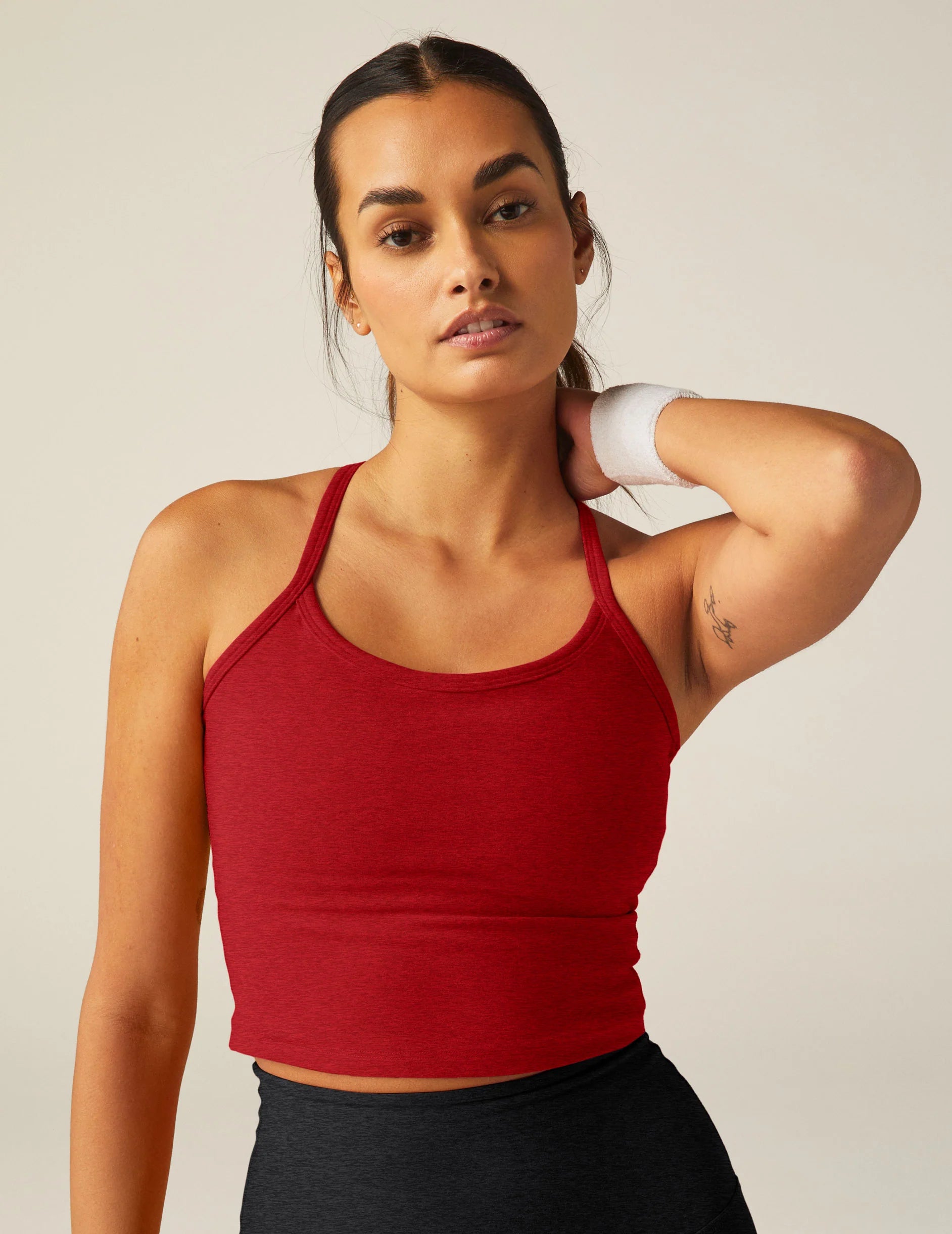 Beyond Yoga Slim Crop Racerback - Ruby Red Heather