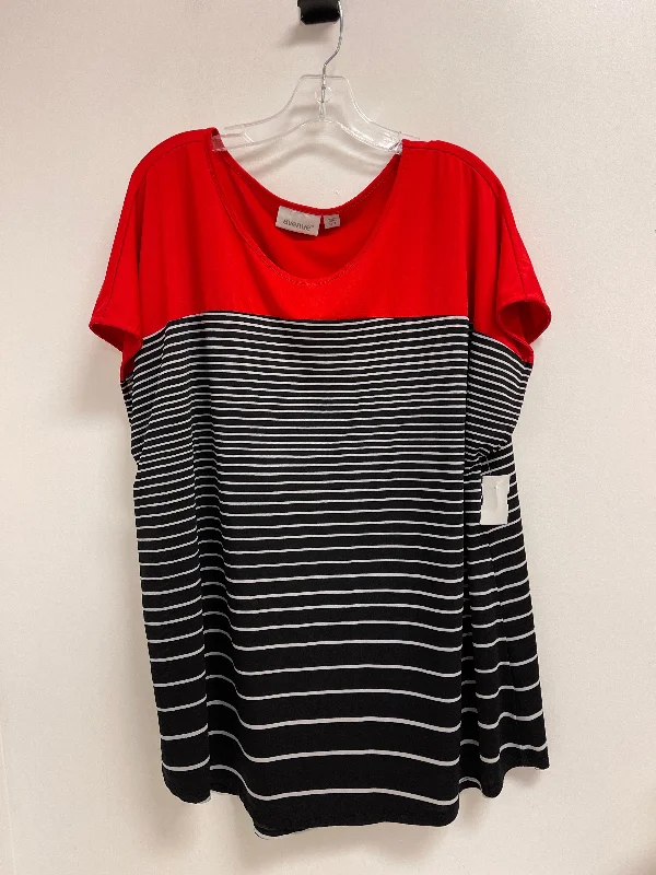 Top Short Sleeve By Avenue In Black & Red, Size: 3x