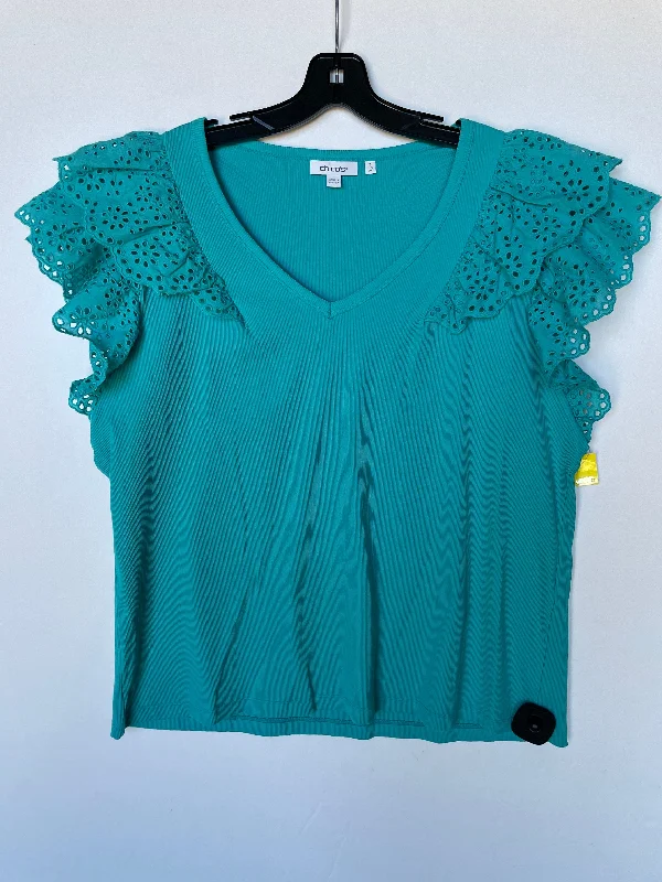 Top Short Sleeve By Chicos In Aqua, Size: Xl