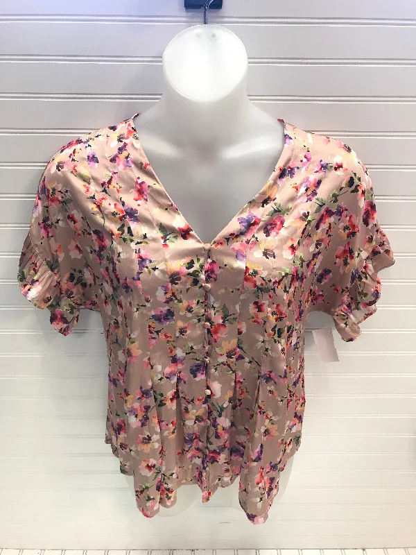 Top Short Sleeve By Dolan Left Coast In Floral Print, Size: L