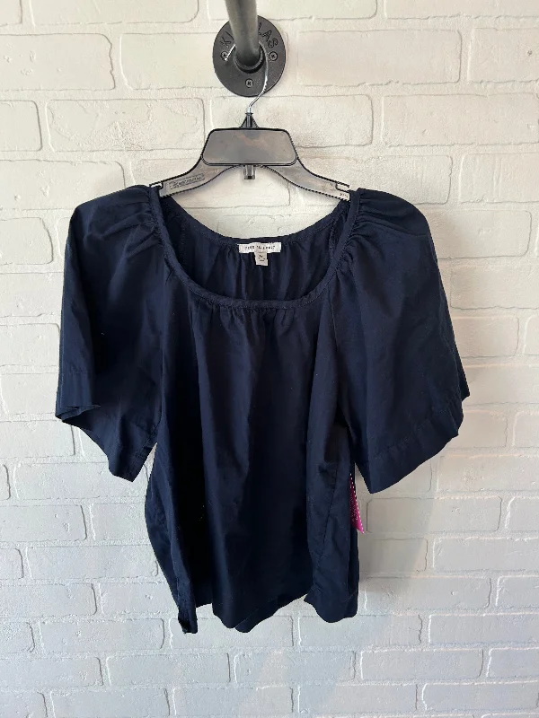 Top Short Sleeve By Free Assembly In Blue, Size: M