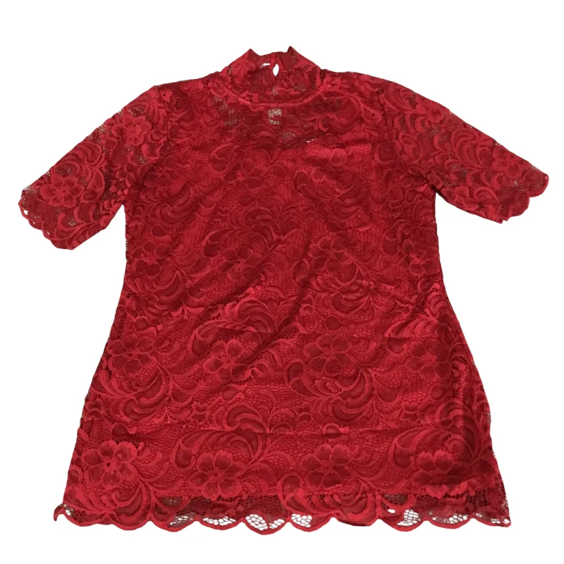 Top Short Sleeve By Isaac Mizrahi Live Qvc In Red, Size: S