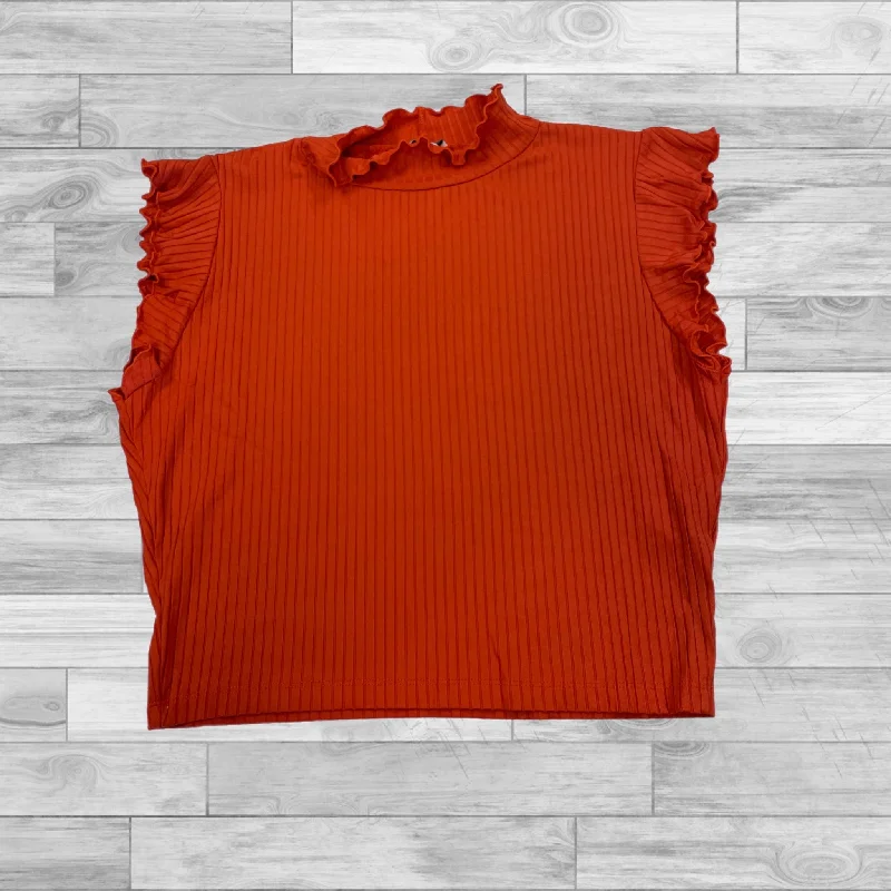 Top Short Sleeve By Zara In Orange, Size: L